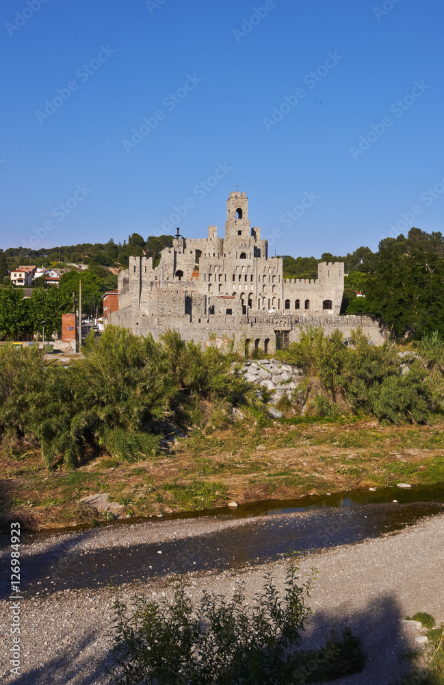 Spain, Catalonia, Barcelona Province, View of the Les Fonts Castle..