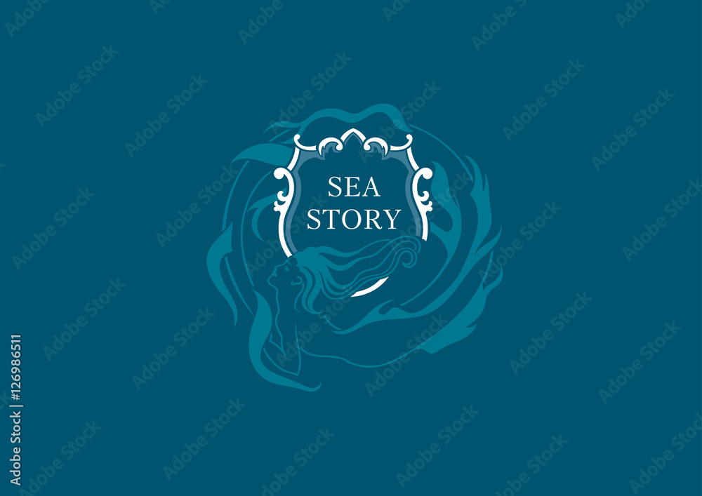 Creative marine emblem, the mermaid round shield Creative marine emblem, the mermaid round shield