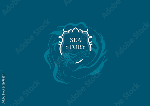 Creative marine emblem, the mermaid round shield