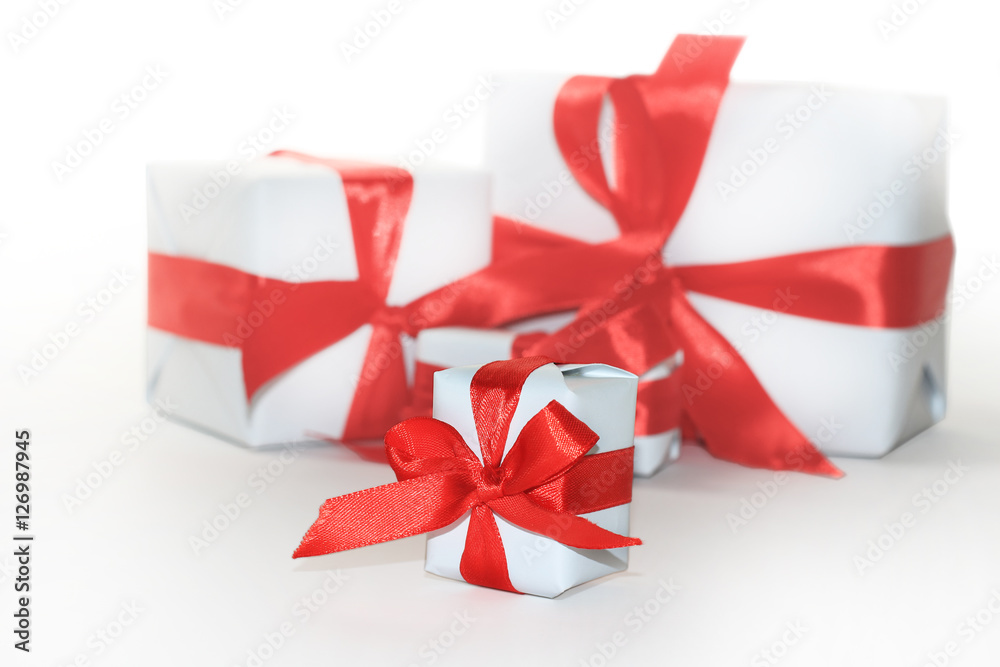 white gifts box with bow over white white gifts box with bow over white