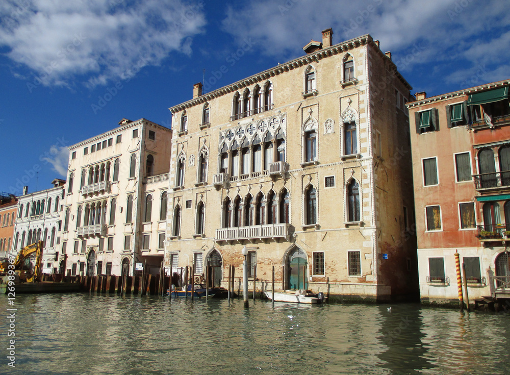 Beautiful Vintage Architectures along the Grand Canal of Venice, Italy 