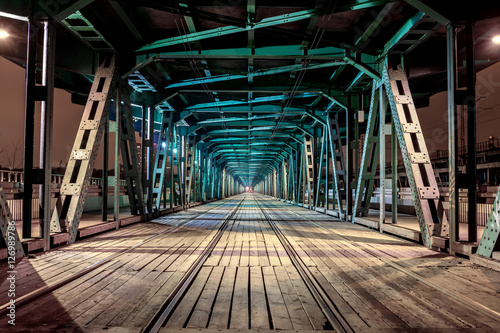 perspective rail bridge by night