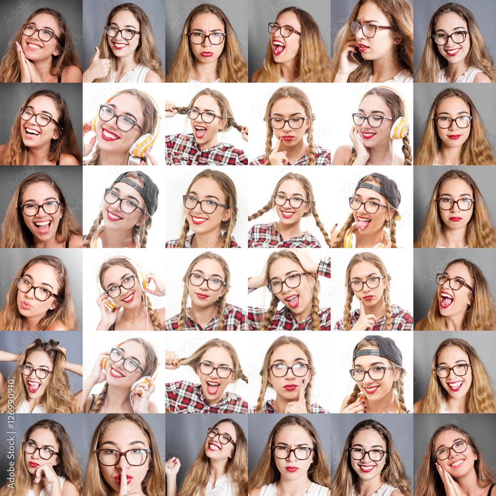 collage di donna con diverse espressioni collage di donna con diverse espressioni