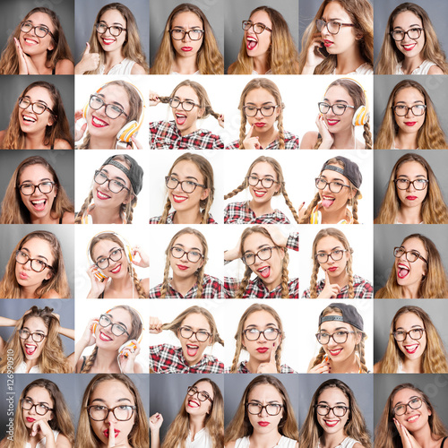 collage di donna con diverse espressioni 
