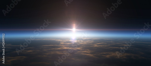 Fototapeta Naklejka Na Ścianę i Meble -  planet sunrise from space