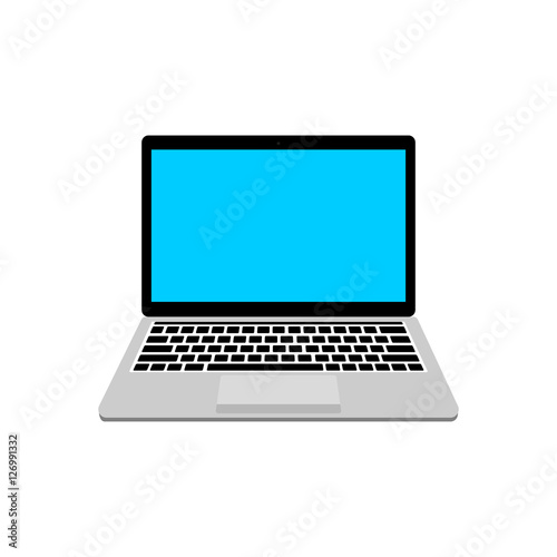 Modern glossy laptop isolated on white background. Vector illustration.