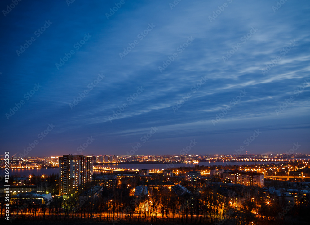 Night Voronezh city from the roof