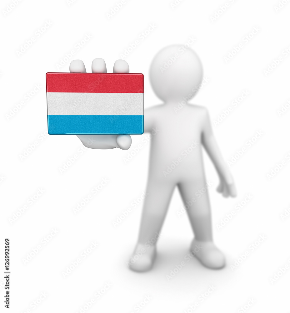 Man and Luxembourg flag. Image with clipping path Man and Luxembourg flag. Image with clipping path