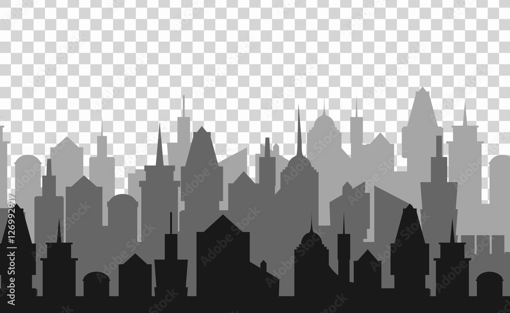 Set of cityscape background. Vector illustration
