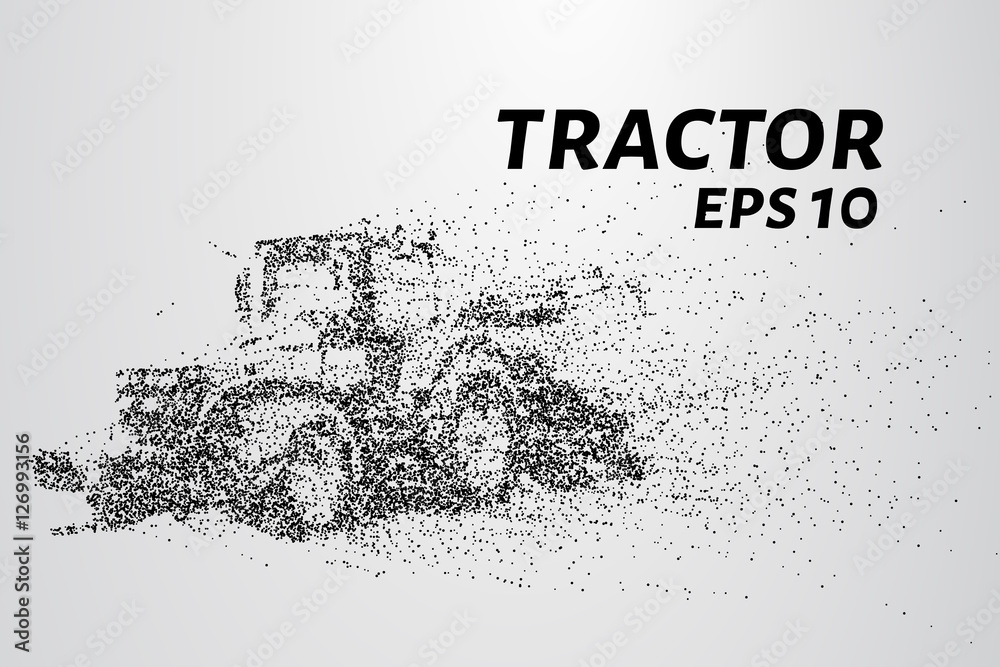 Obraz premium Tractor particles. The tractor consists of small circles and dots.