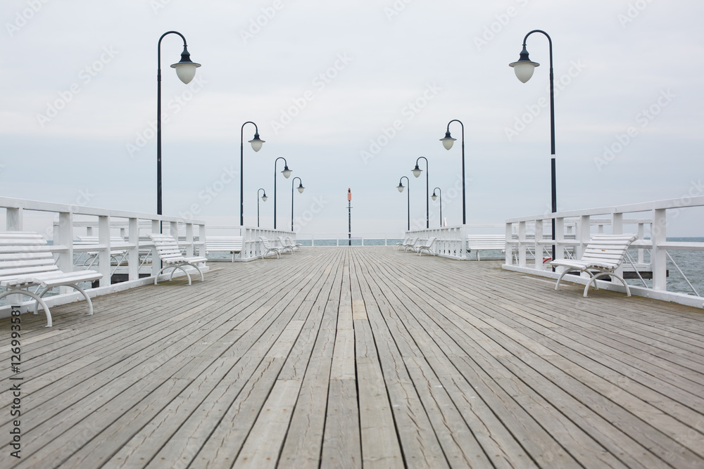 wooden pier on the sea coast