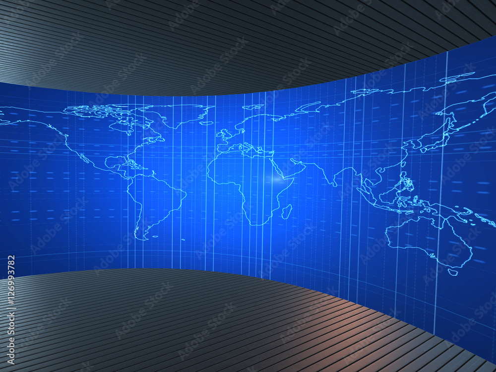 Naklejka premium World map illustration in futuristic concept