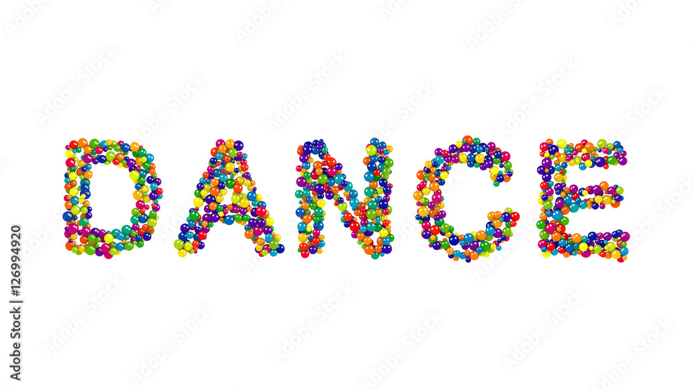 DANCE formed from colorful balls