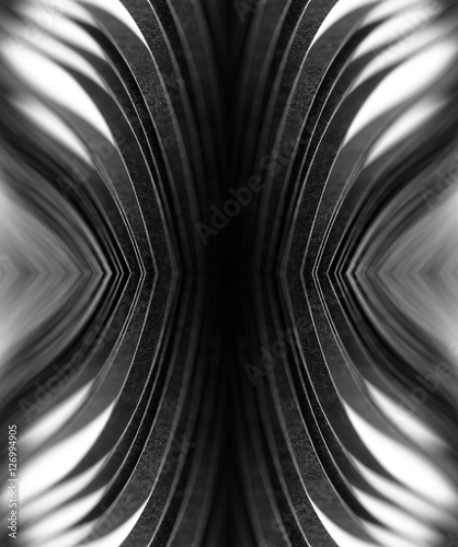 Design concept. Ready solutions interior design office. Black paper ribbon arranged like a fractal. Macro lens closeup shot 1:1