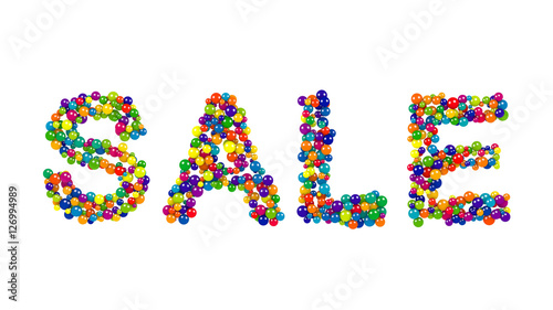Sale design formed of rainbow colored balls