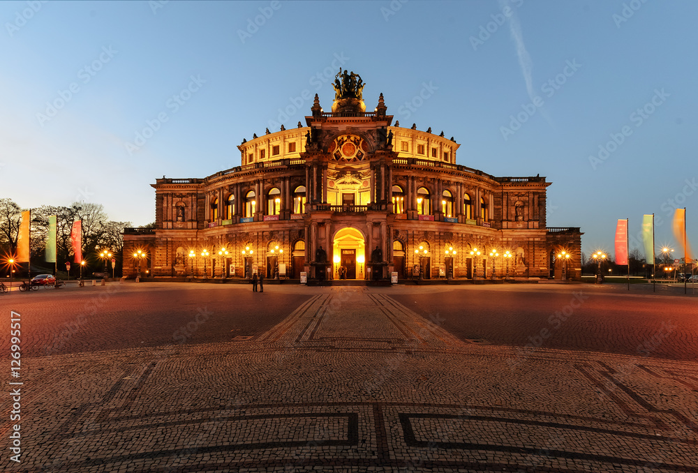 Opera in Dresden in the evening. Germany