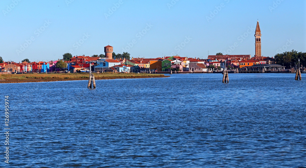 Naklejka premium Adriatic Sea and the small island of Burano with colorful houses