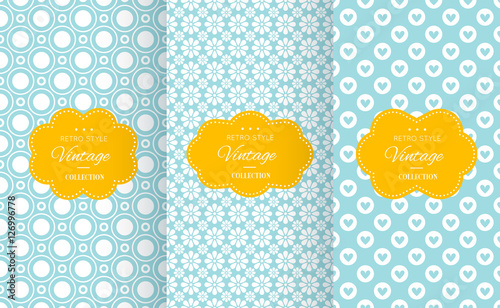 Vintage different vector seamless patterns.