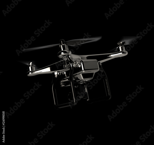 Drone Dron Chrome Black Background 3d Illustrator