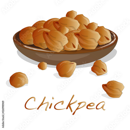 uncooked chickpeas on white background