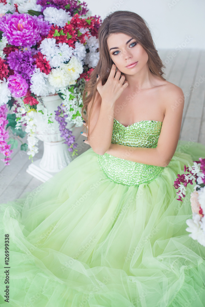 young beautiful bride with make-up and styling young beautiful bride with make-up and styling