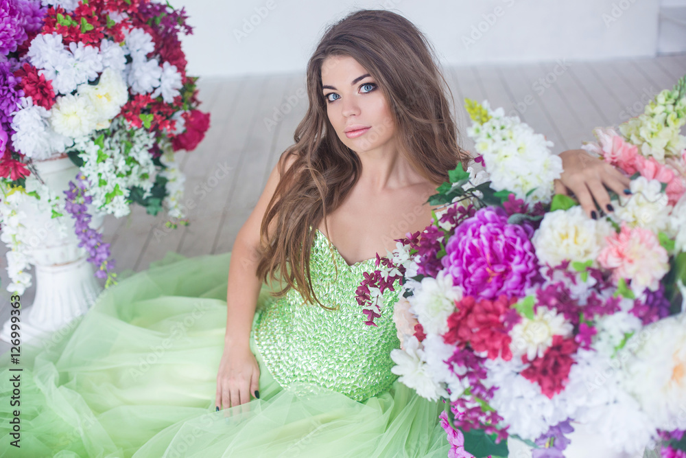 young beautiful bride with make-up and styling young beautiful bride with make-up and styling