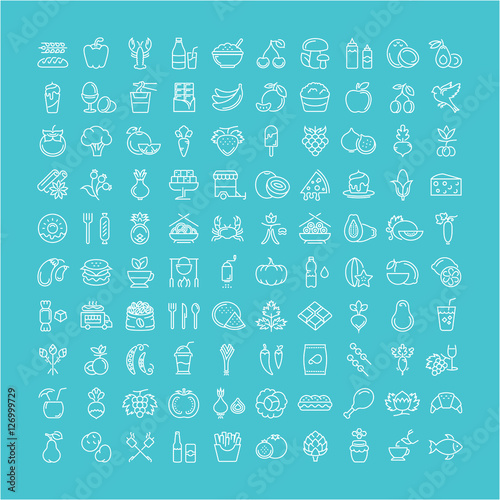 Set Line Icons Food