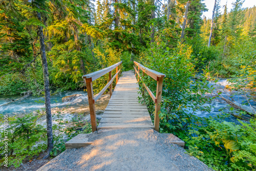 Majestic mountain river in Canada. Upper Joffre Lake Trail in British Columbia. photo