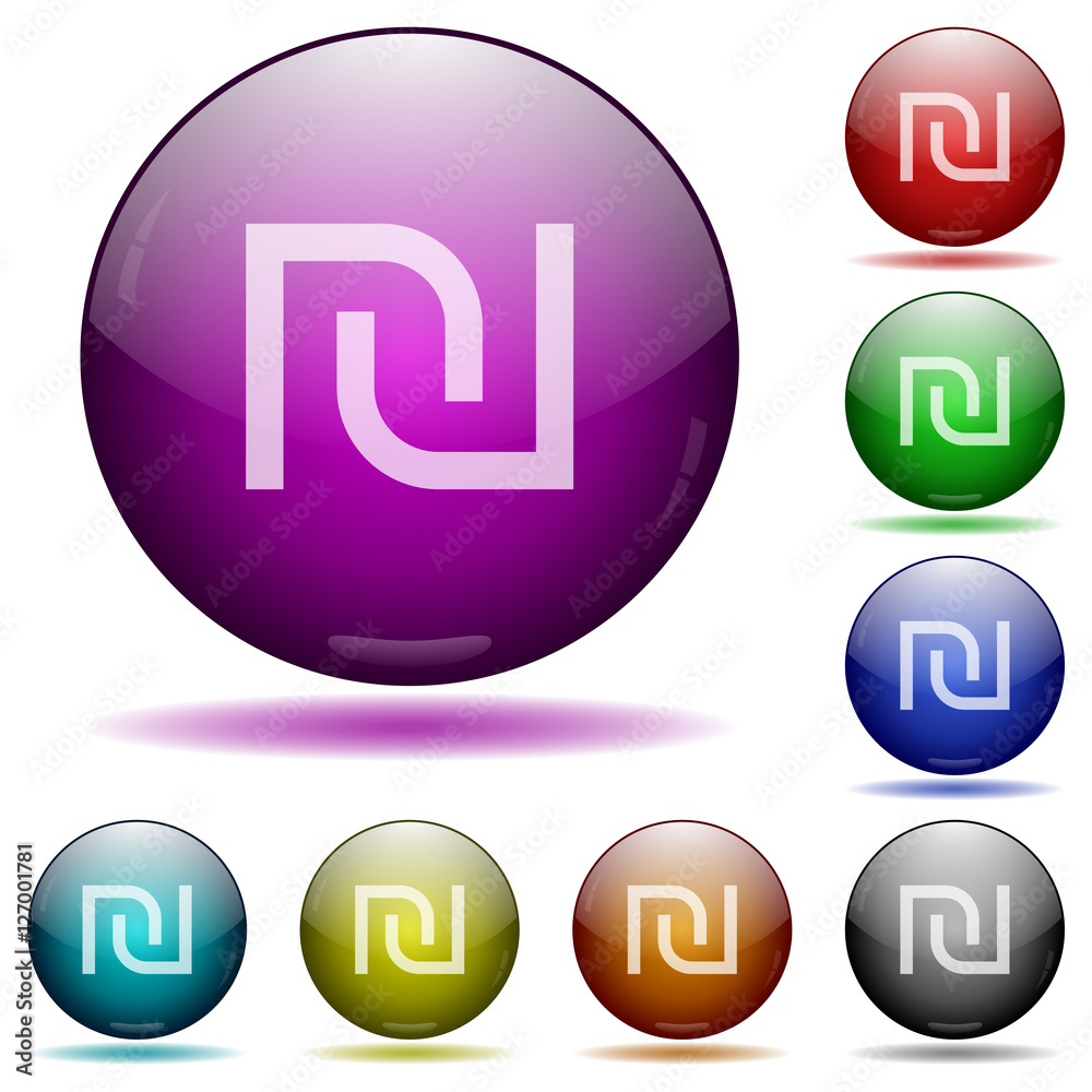 Israeli new Shekel sign glass sphere buttons Israeli new Shekel sign glass sphere buttons