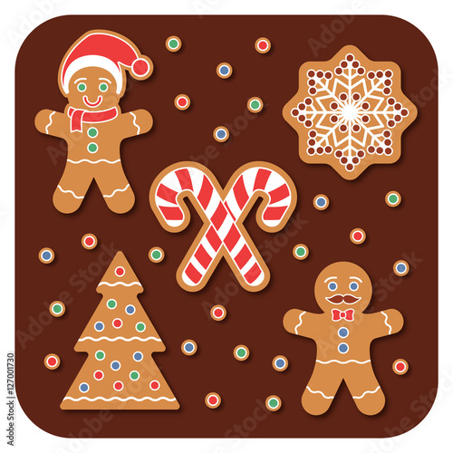 Christmas Gingerbread man cookies set