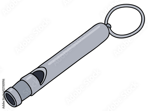 Hand drawing of a small metal whistle