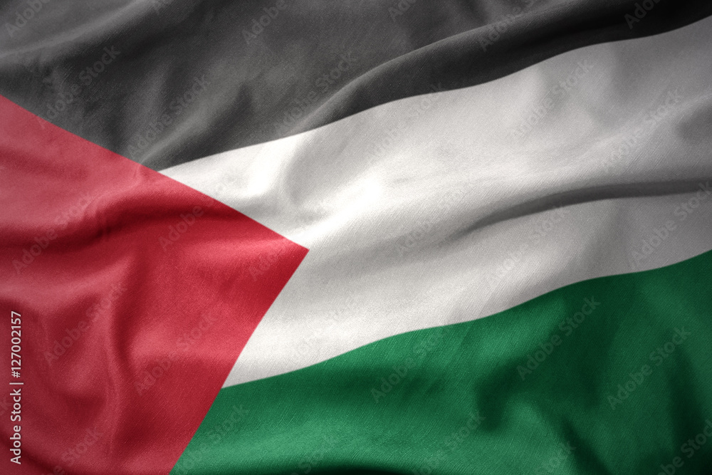 Fototapeta premium waving colorful flag of palestine.
