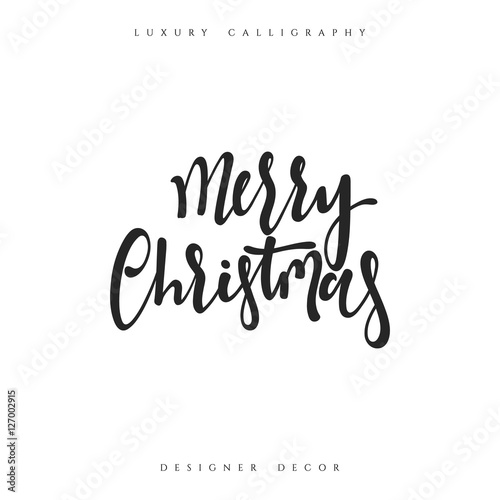 Merry christmas lettering handmade calligraphy. Inscriptions for greeting card. Luxury calligraphy decor design element