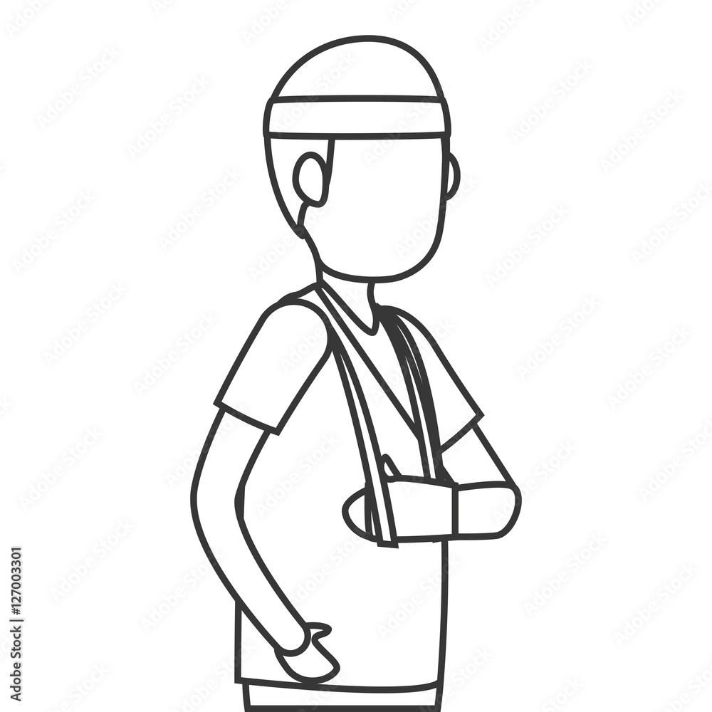Fototapeta premium Person with broken hand vector illustration design