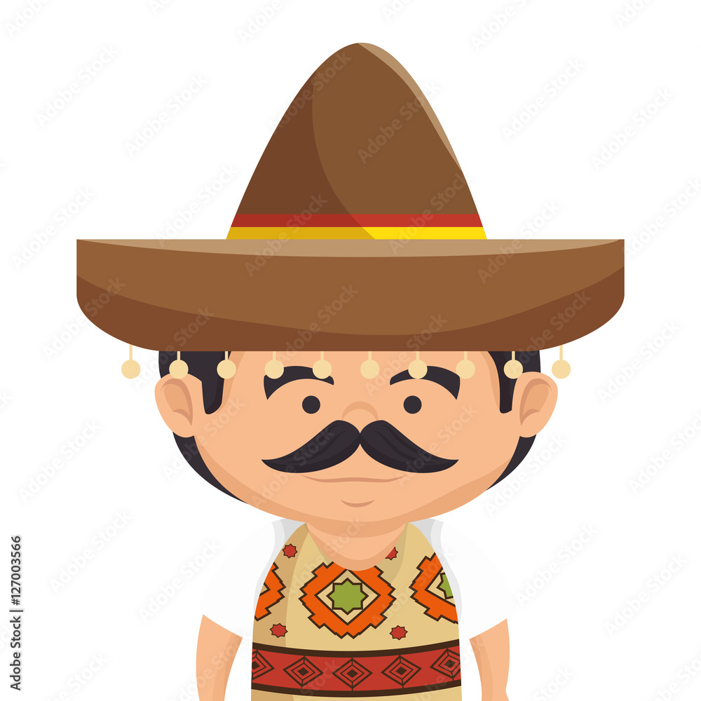 mexican man character icon vector illustration design