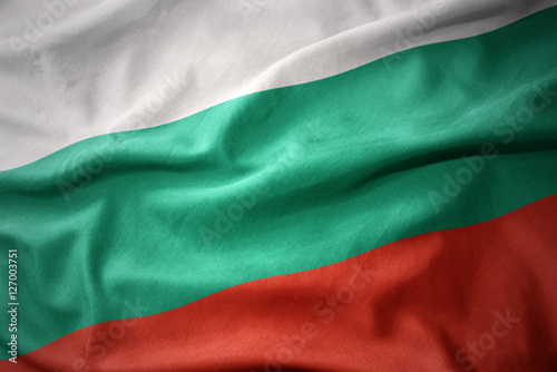 waving colorful flag of bulgaria. photo