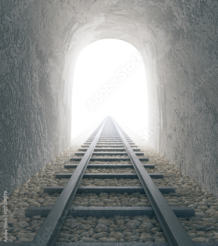 Railway tunnel with bright view