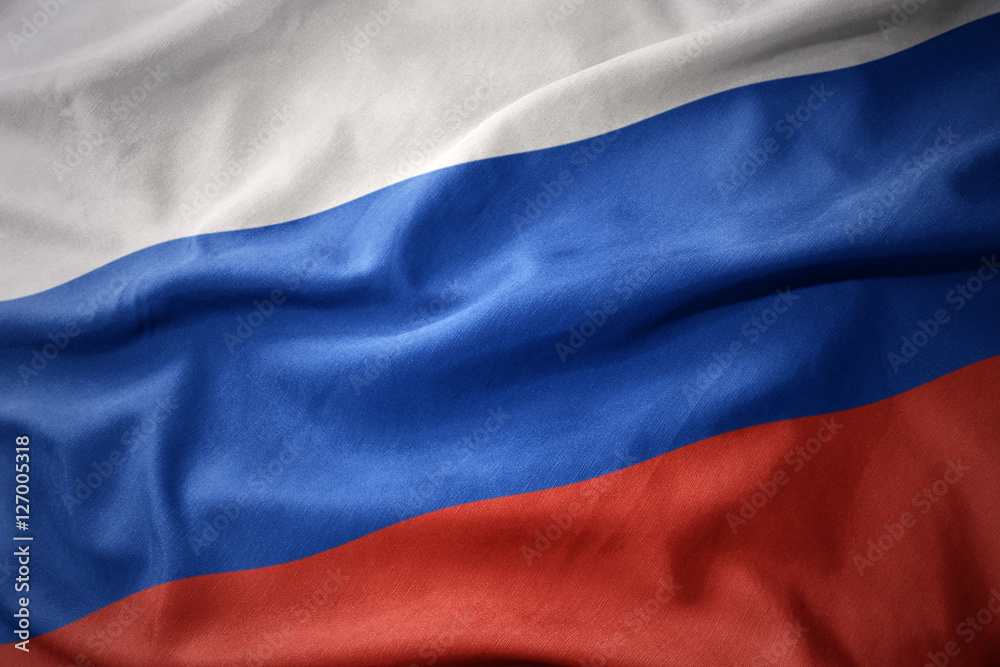 waving colorful flag of russia. - obrazy, fototapety, plakaty 