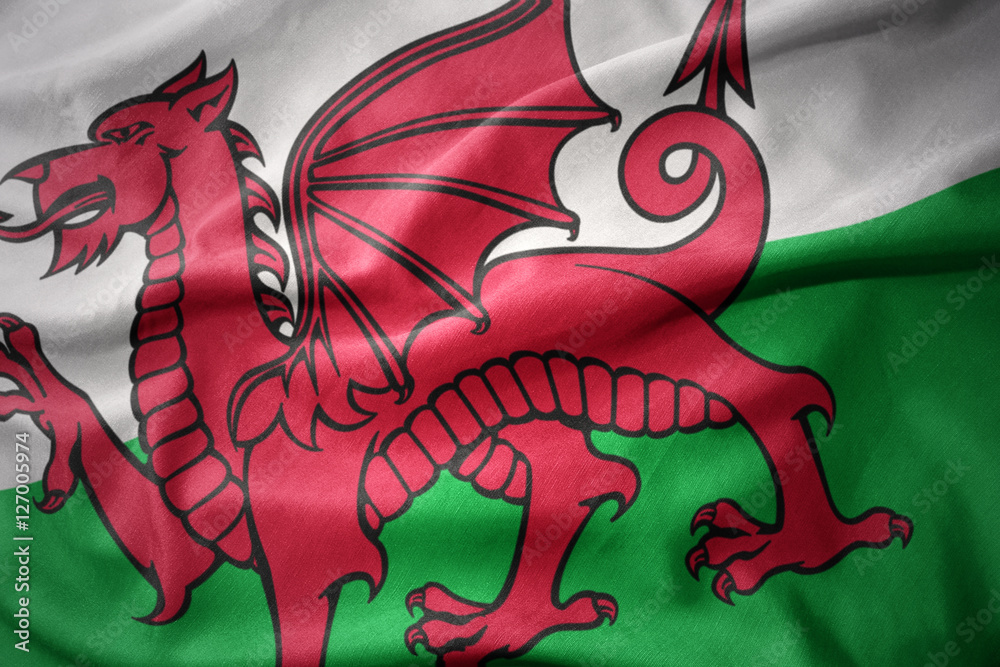 Obraz premium waving colorful flag of wales.