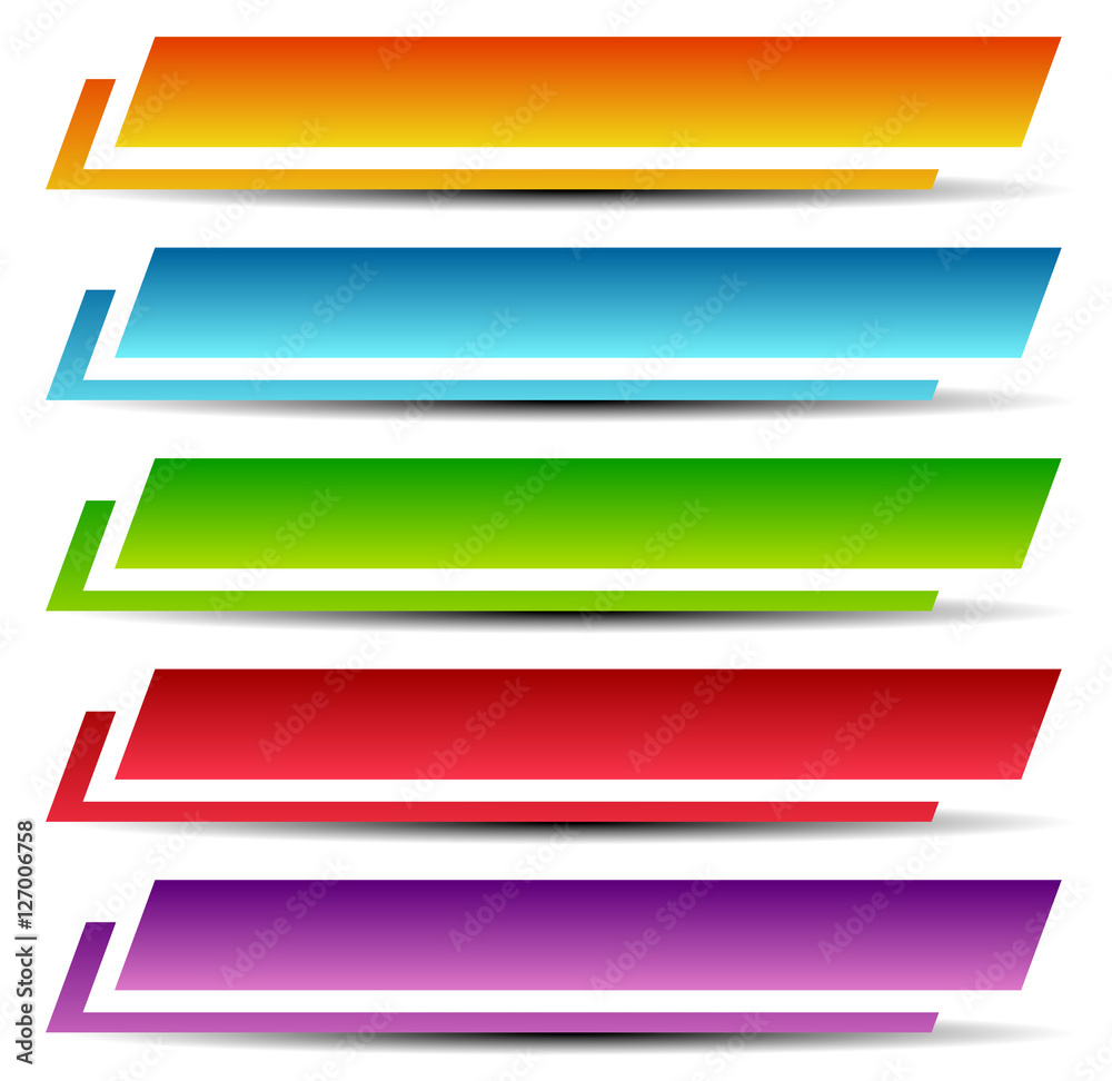 Rectangle banners / buttons / labels in several color