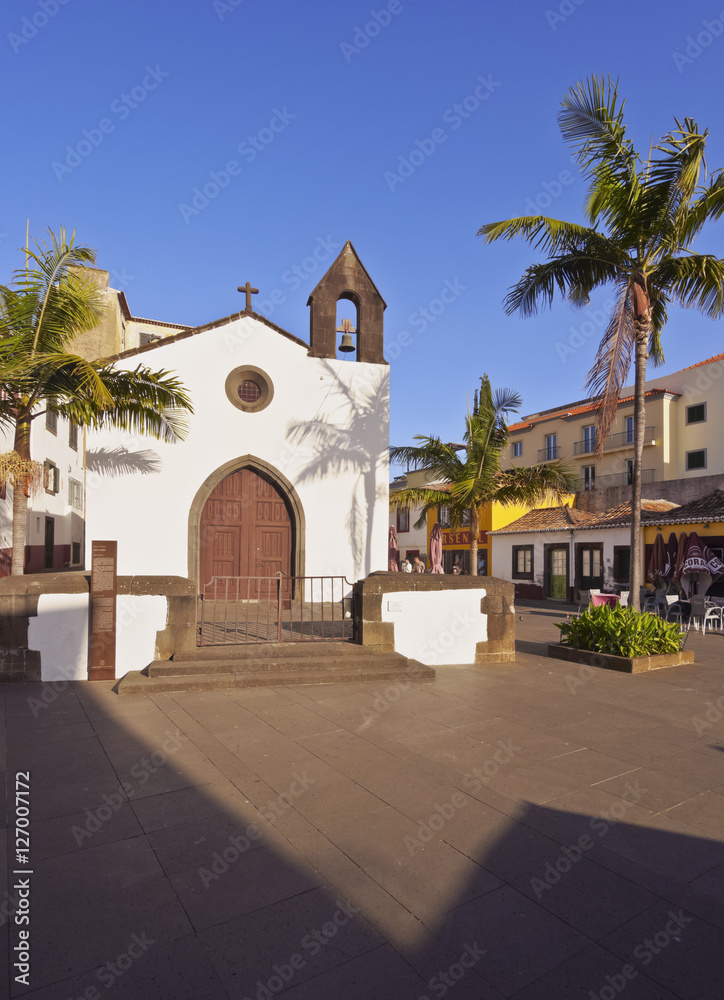 Portugal, Madeira, Funchal, View of the church on Largo do Corpo Santo..