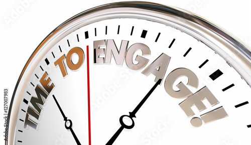 Time to Engage Interact Join Communicate Clock 3d Illustration