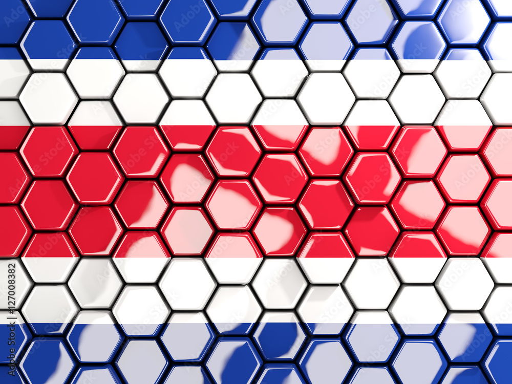 Flag of costa rica, hexagon mosaic background