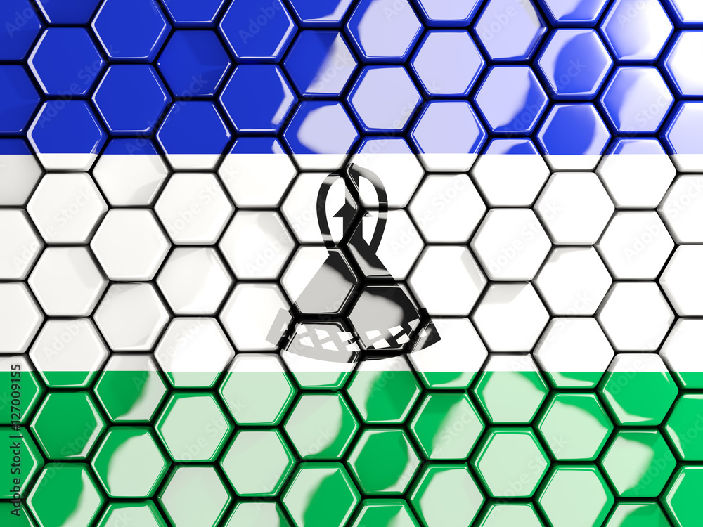 Flag of lesotho, hexagon mosaic background