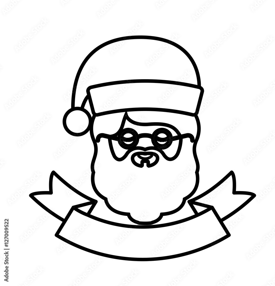Santa and ribbon icon. Christmas season decoration and celebration theme. Isolated design. Vector illustration Santa and ribbon icon. Christmas season decoration and celebration theme. Isolated design. Vector illustration