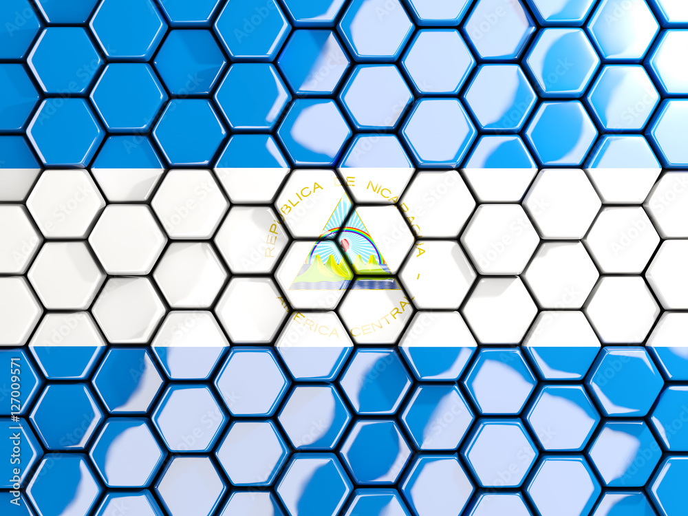 Flag of nicaragua, hexagon mosaic background Flag of nicaragua, hexagon mosaic background