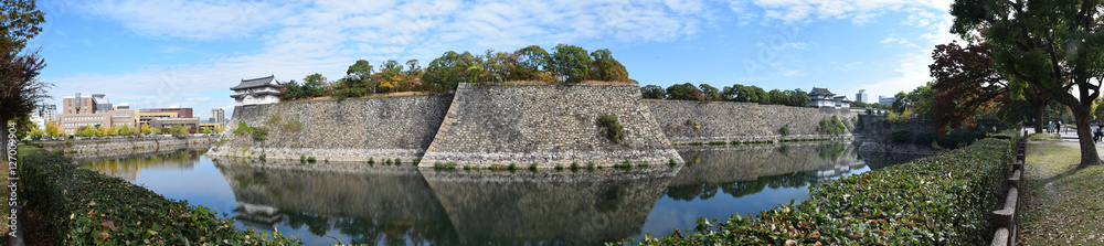 Fortress wall of Osaka Castle, Osaka, Japan - Photo taken on November 6th, 2015