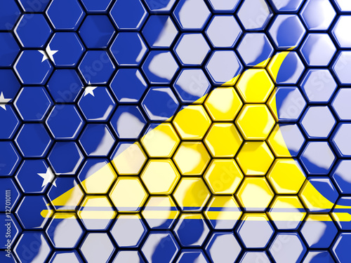 Flag of tokelau  hexagon mosaic background