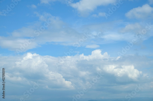 Blue and white clouds for background.