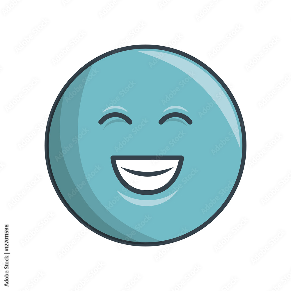 face circle emoticon kawaii style vector illustration design